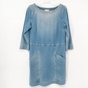 AG Adriano Goldschmied Anthropologie Cocoon Denim Dress Chambray Pockets Size S